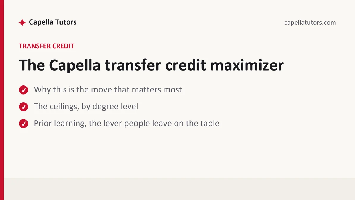 The Capella transfer credit maximizer — a Capella FlexPath student guide, from Capella Tutors