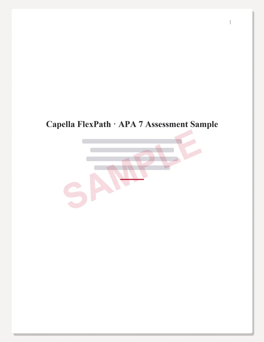 Capella FlexPath sample paper preview — APA 7 title page, written to the scoring guide