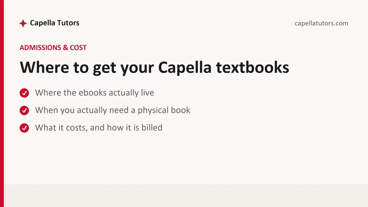 Where to get your Capella textbooks — a Capella FlexPath student guide, from Capella Tutors